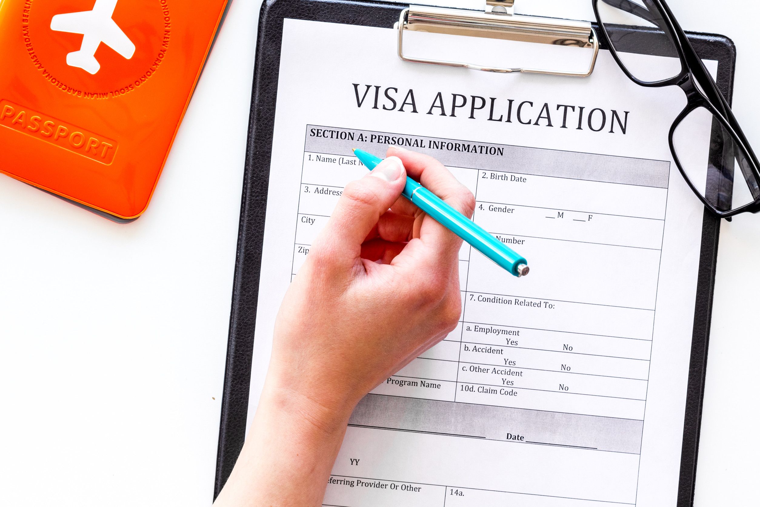 Fill Visa Application Form Empty Blank Near Passport Cover