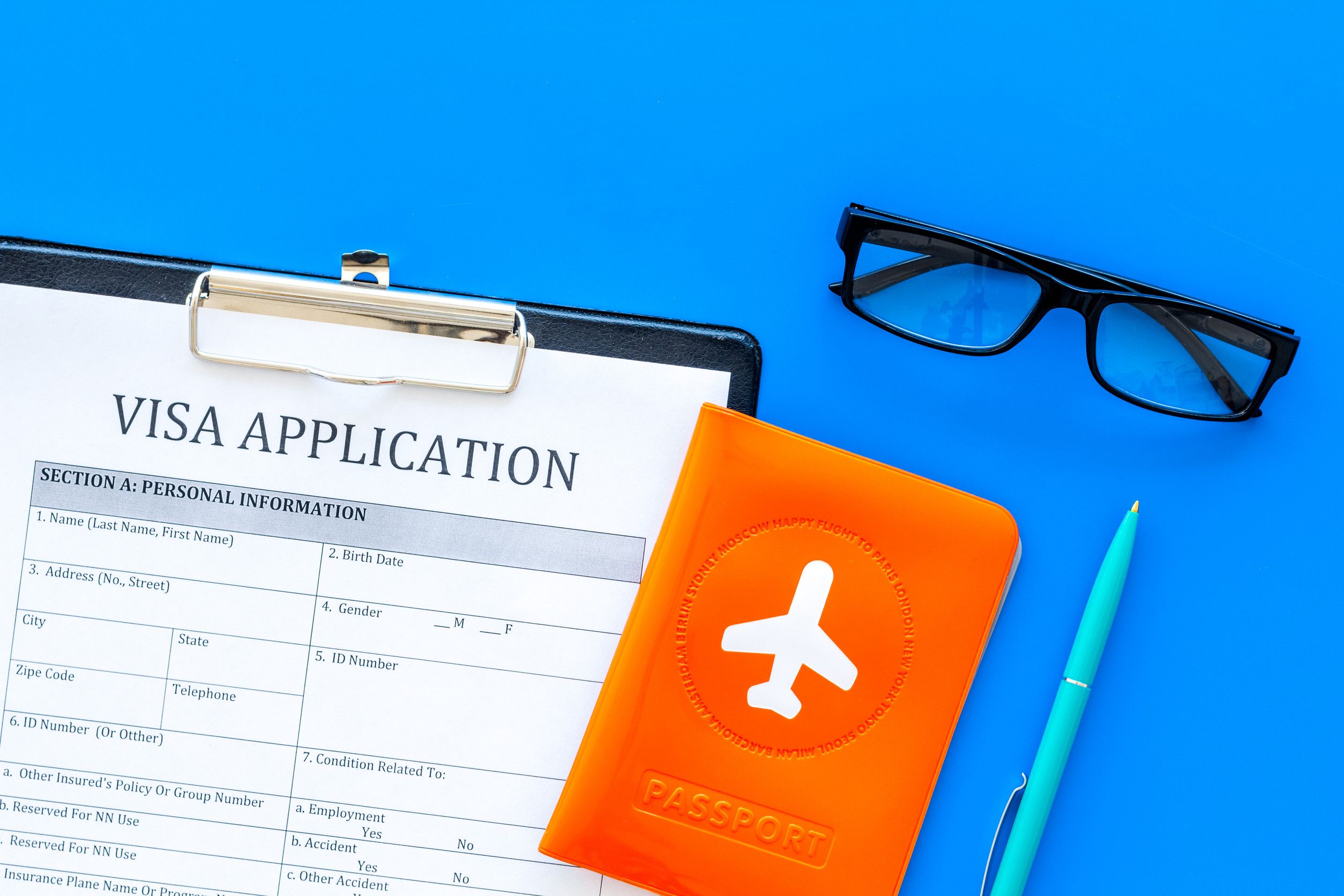 Fill Visa Application Form Empty Blank Near Passport
