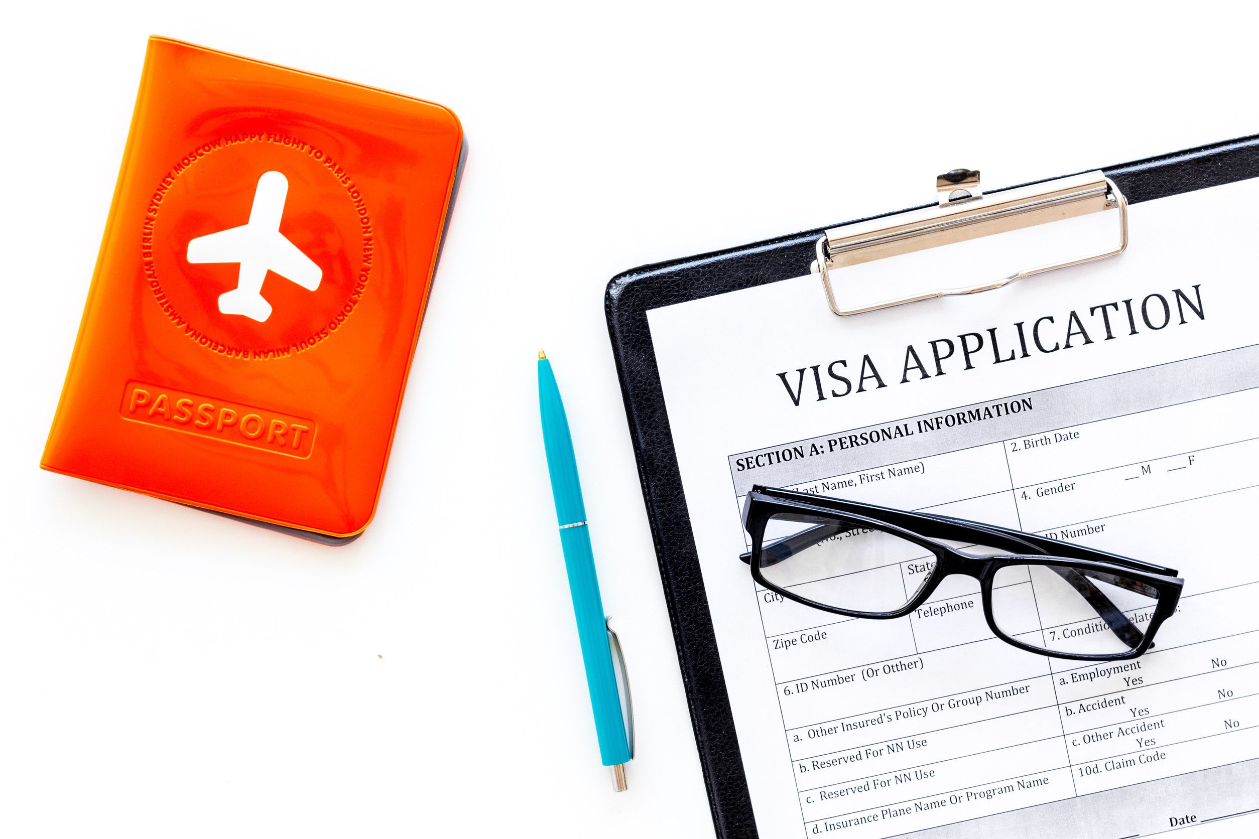 Visa Processing Registration Visa Application Form Near Passport Cover